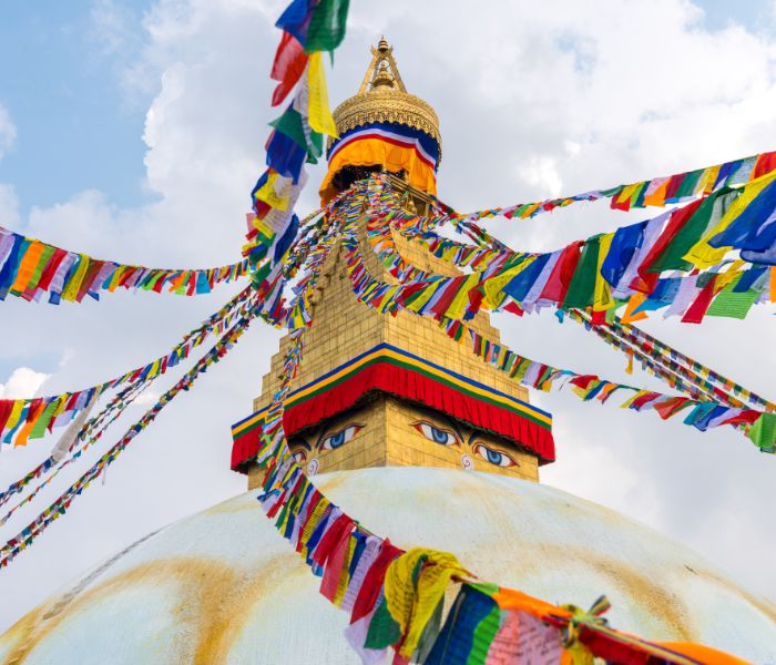 Yoga, Meditacion, Budismo en Nepal. Himalayas. Boudhanath